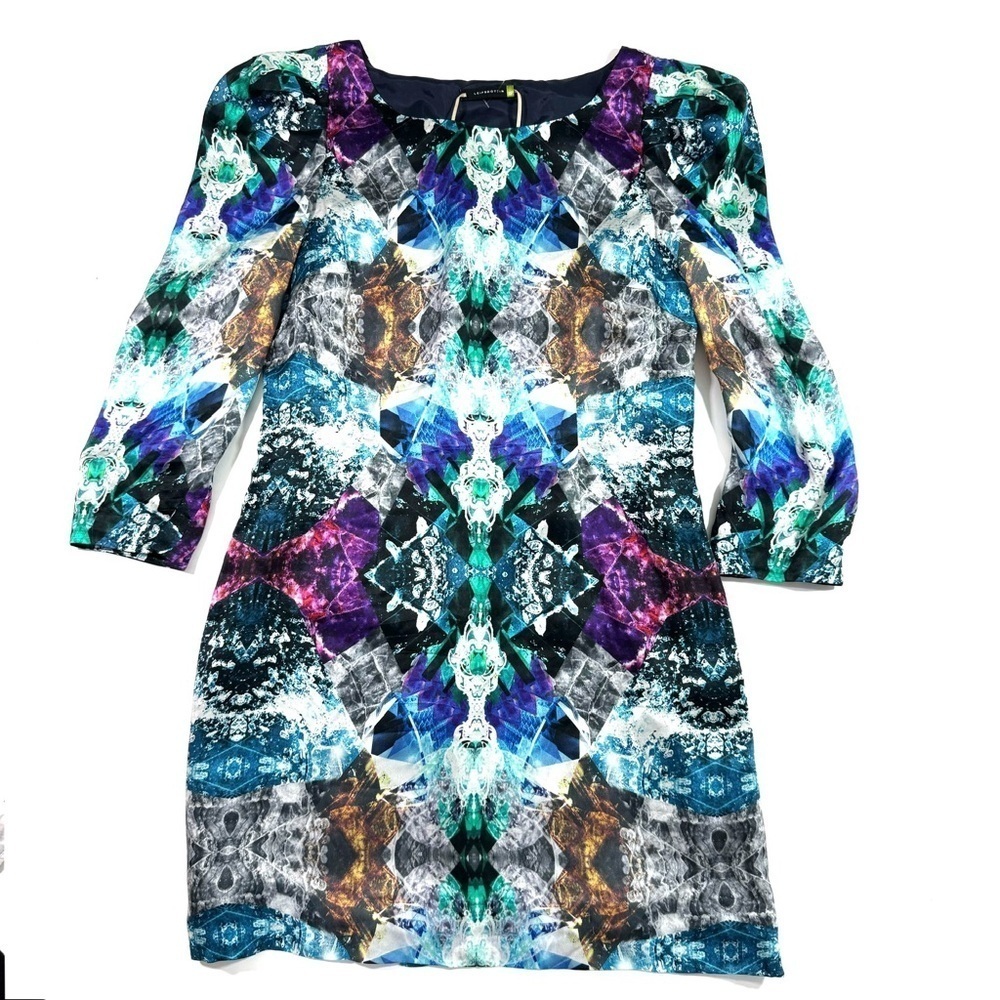 Leifsdottir Silk Shift Dress Mini Watercolor Multi Print